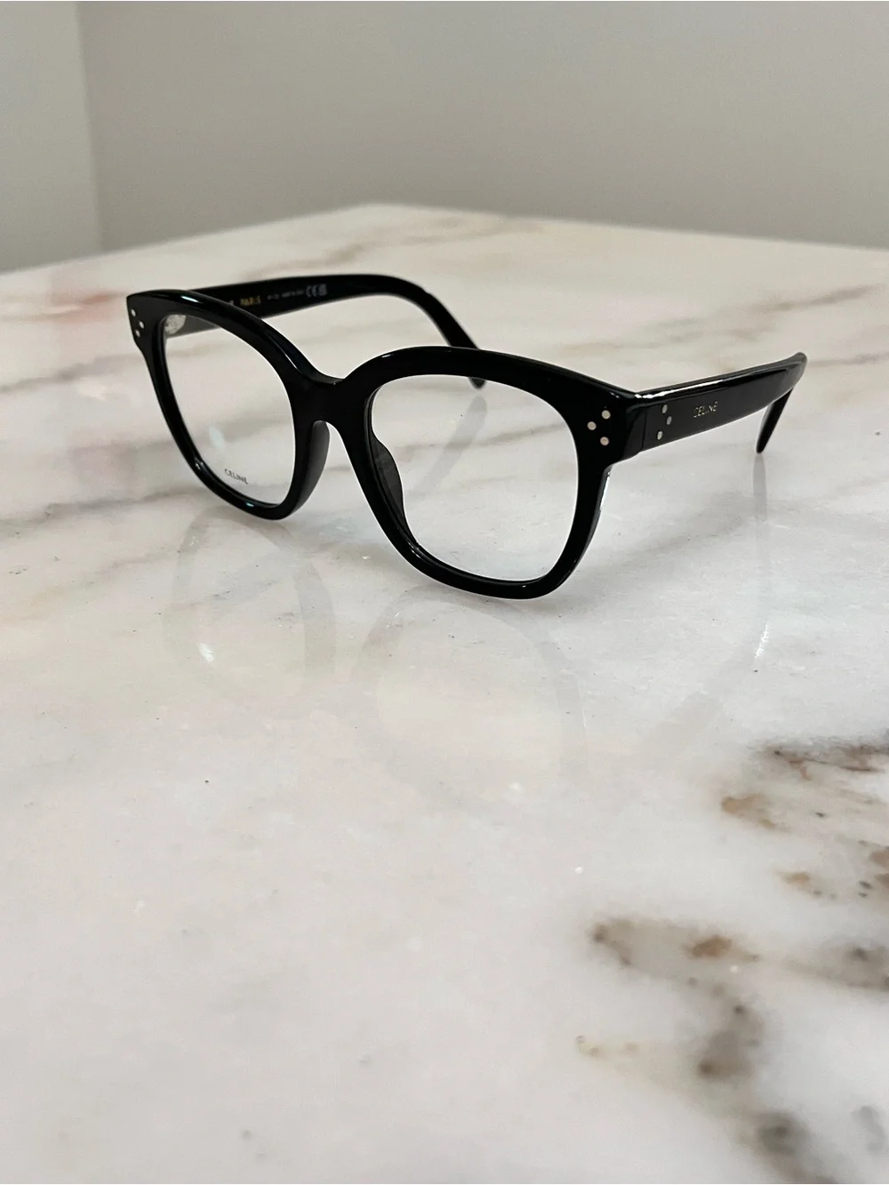Celine Black Acetate Cat-Eye Optical Glasses